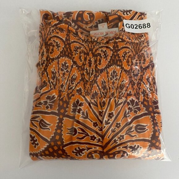 Knox Rose Wide Strap Sleeveless A-Line Midi Dress Size XL Orange Floral Smocked - Picture 11 of 11